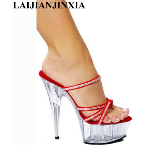 LAIJIANJINXIA Sexy 15cm Super High-Heels Waterproof Platform Shoes Nightclub Pole Dancing Shoes Romantic Sandals Dance Shoes