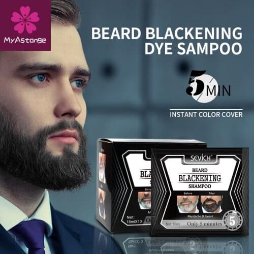 Sevich Long Lasting Beard Dye Shampoo For Men Beard Dying Removal White Grey Beard Hair Men Black Beard Care Tint Cream Shampoo