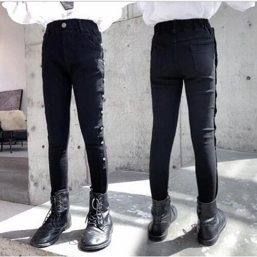 Girls Pants Children Clothing Baby Girls Pants Leggings Girl Black Spring Autumn Button Legging Kids Thin Slim Clothing