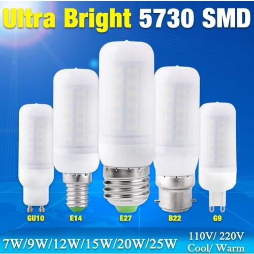 TSLEEN LED Bulb E27 E14 B22 GU10 G9 Corn Light Lamp 220V Eye Protection Milky-lampshade 5730 Replace Energy Saving Lamp