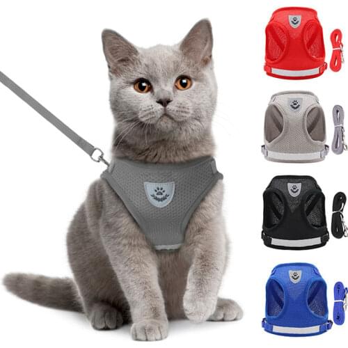 Reflective Cat Harnesses for Kitten Breathable Cat Accessorie Adjustable Pet Vest Collar Personalized for Small Dog Dropshipping