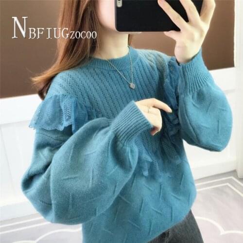 Lazy Style Sweater Women Pullover 2020 Spring Autumn New Korean Loose Lace Students Bottoming Sweaters