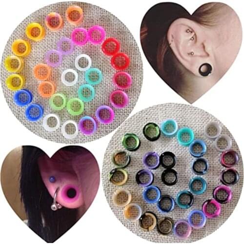TIANCIFBYJS Silicone Flexible Ear Tunnels Gauges Plugs Stretchers Expander Double Flared Flesh Tunnels Ear Piercing Jewelry 2pcs