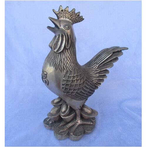 Tibetan silver Big rooster statue/Lucky Money Cock ,High 10 inch Tibet Silver decoration bronze factory