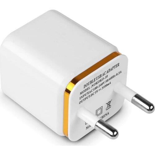 EU Plug 3.1A Universal 2 Ports USB Mobile Phone Charger Travel Adapter for iPhone Samsung iPad