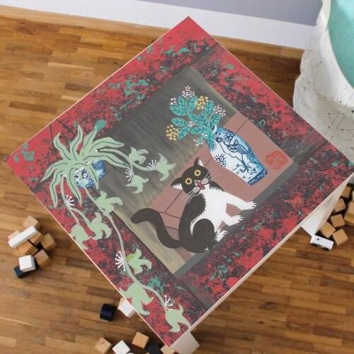 Cute Cat Waterproof Wallpaper Sticker PVC Table Decals Desk Self-adhesive Stickers Decor Ornaments Home Decoration Accessories