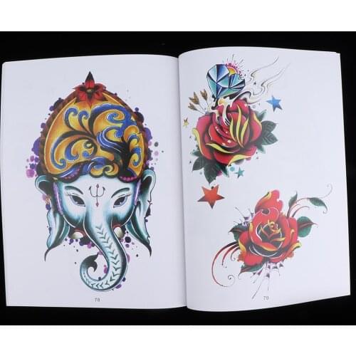 Magideal Coloring Book Body Art Design Reference Flower Birds Tattoo Flash Coloring Book