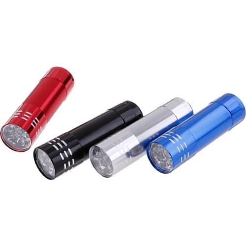 1pc Mini Aluminum UV Ultra Violet 9 Led Flashlight Torch Light Lamp 9 LED UV Torch
