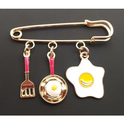 1 piece baking charm fried egg cookware brooch love shovel knife fork pastry chef foodie chef gift restaurant staff jewelry broo