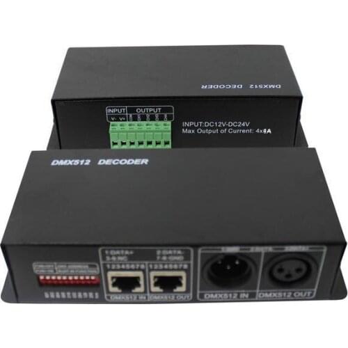 10pcs/lot 4CH DC12-24V RGBW DMX 512 Decoder led controller, RGB LED DMX512 decoder 4 Channel * 8A, 384W/ 768W, Free shipping