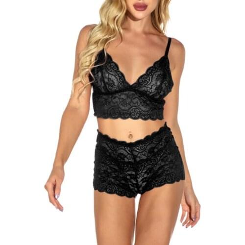 2021 Women Bra Set Push Up Seamless Embroidery Lace Sexy Lingerie Female Transparent Underwear Set 2021