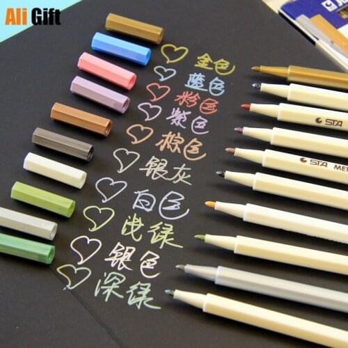 New 2021 Diy Photo Album Decoration Metal Paint Pen Water Gel Pastel Highlighter Pen For Kraft Paper Album DIY Home Decro