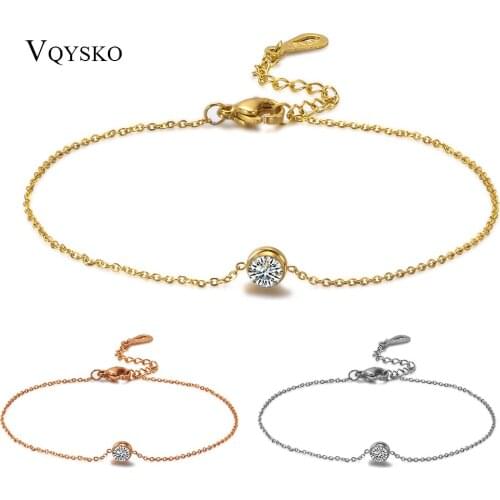 Zircon Bracelet Unique Design Trendy Gold-Color Luxury Clear AAA Cubic Zirconia Jewelry Chain Bracelets Wholesale