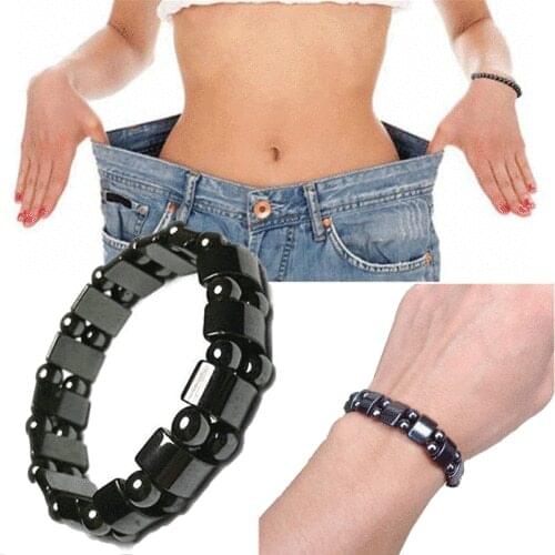 Black Magnetic Hematite Bracelet Women Men Magnetic Hematite Bracelet Pain Relief Energy Powerful Elastic