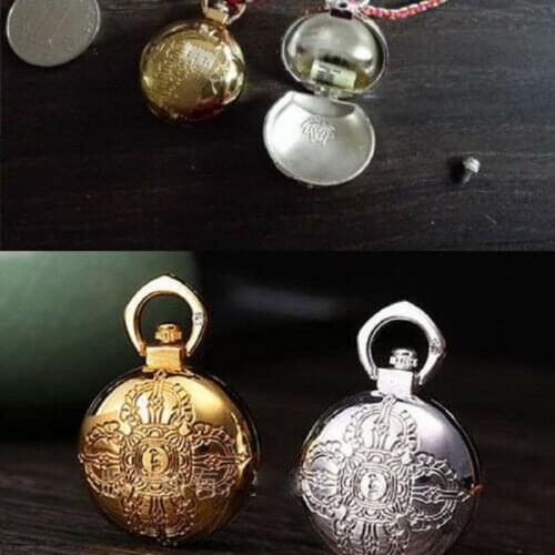 Stainless Steel Oblate Pills Holder Box Storage Bottle Container Case Pendant