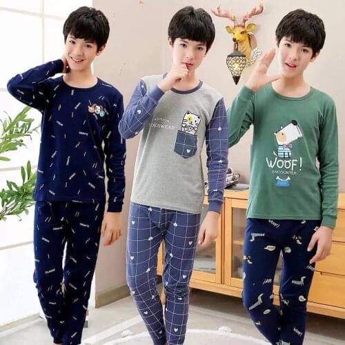 Teens Pijamas Long Sleeve Cotton Pyjamas Kids Clothes Sets Cartoon Big Boy Sleepwear Cute Pajamas For Girls 10 12 14 16 18 Years