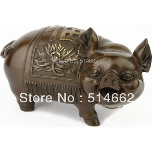FengShui Brass FU Pig for wealth/FU PIG/ auspicious animal /auspicious PIG