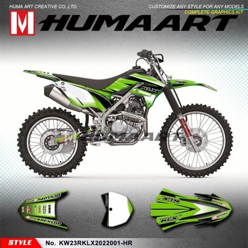HUMAART Dirt Bike Graphics Vinyl Decals Self Adhesives with Front Number Plate Sticker for KLX230R KLX 230 R 2020 2021 2022