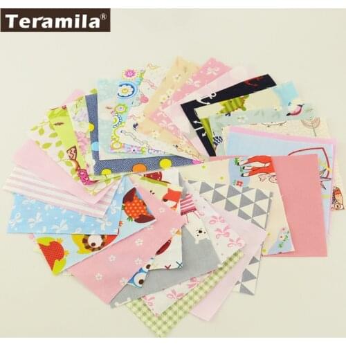 Teramila Cotton Fabrics 30 Pieces10cmx10cm Twill Charm Packs Patchwork Quilting No Repeat Design Tissu Textile Cloth Tela