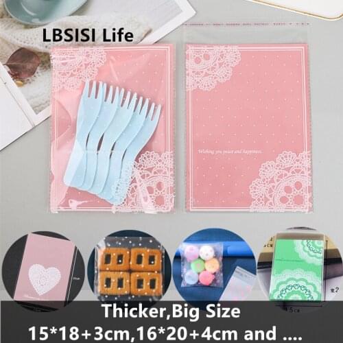 LBSISI Life 100pcs Big Size Cookie Candy Soap Cupcake Bags Resealable Gift DIY Food Handmade DIY Self Adhesive Packing Bag