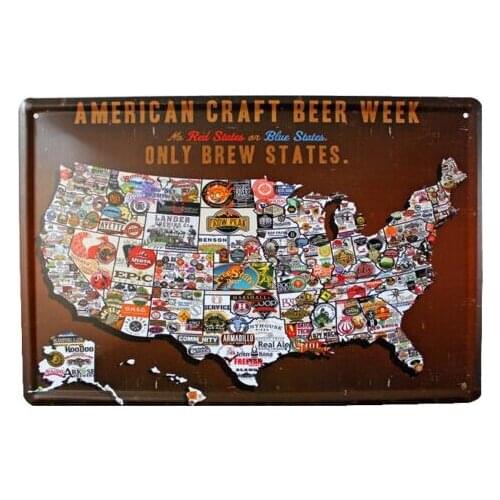 American Craft Beer Week Only Brew States Metal Tin Signs Bar Home Wall Decor 20x30CM