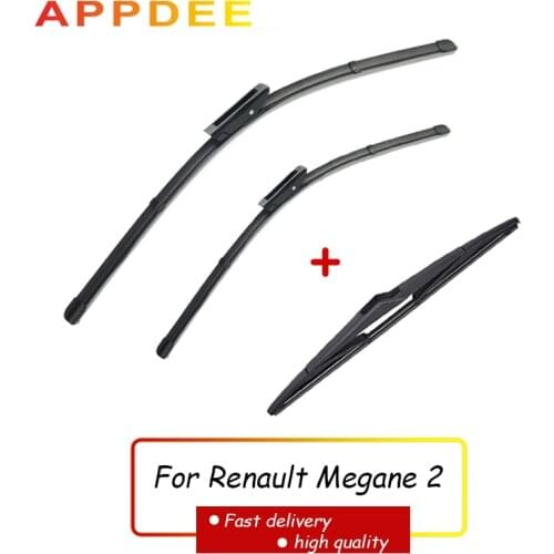 APPDEE LHD Wiper Front Rear Wiper Blades Set For Renault Megane 2 Hatchback 2006 2007 2008 Windshield Windscreen Window 24"18"9"