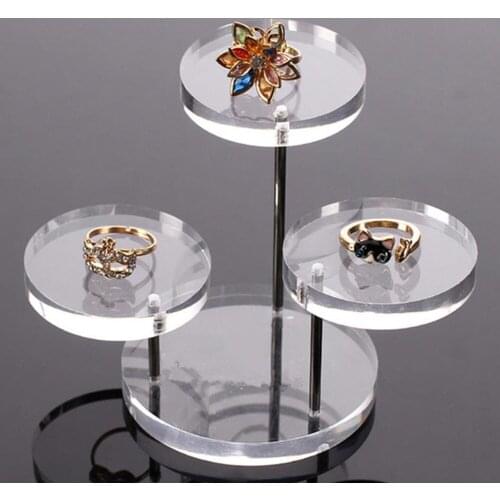 Practical Stylish Round Button Acrylic Girls Lady Jewelry Display Stand Earring Necklace Ring Display Shelf Wholesale A65