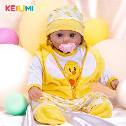 Realistic 20 Inch Cute Soft Touch Baby Girl Little Yellow Duck Suit Well Packaged Alive Reborn Baby Doll