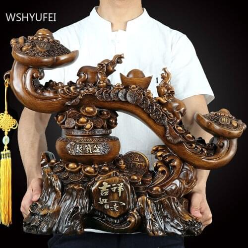 Retro Resin Good Luck Ornaments Living Room TV Cabinet Feng Shui Decoration Office Desktop Decor Crafts Home Accessories