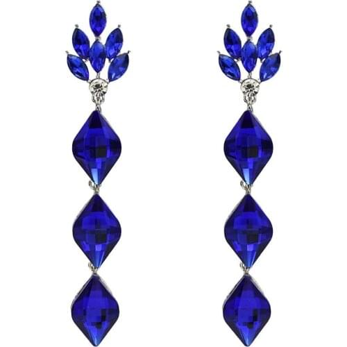 Luxury Champagne Crystal Earrings Color Jewelry Fashion Female Bridal Bridesmaids Wedding Long Big Drop Earrings For Women