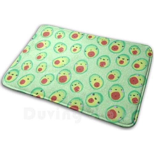 Happy Little Avocado Pattern Mat Rug Carpet Anti-Slip Floor Mats Bedroom Kawaii Happy Avocado Avocados Fruit Veg Vegetable Vegan