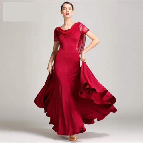 Sexy Ballroom Dancing Dress short sleeves backless Woman Modern Waltz Tango Dance Dress/standard Ballroom Costume 4 colors