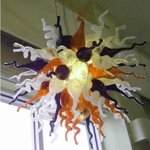 Modern Crystal Hand Blown Glass Chandeliers Lightings Murano Glass Pendant Lights Customized Colored for Hotel Decor