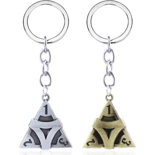 RJ Identity V Dice Triangle Keychain Two-tone Alloy Pendant Key Ring Car Purse Jewelry Accessories Halloween Gift