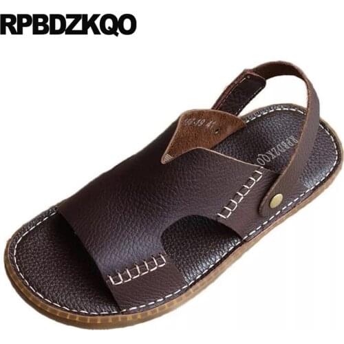 Outdoor designer waterproof brown native size 45 men sandals leather summer large 2019 slides fashion shoes big slippers black
