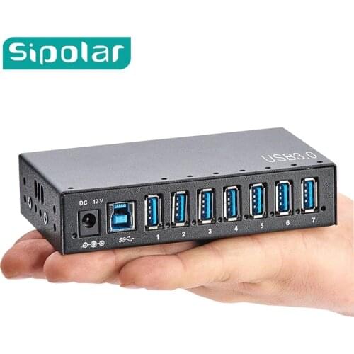 Sipolar 7 ports USB 3.0 HUB With On/Off Switch EU US UK AC Power Adapter Cable For Laptop Desktop Phone with charging function