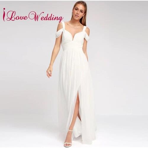 Vestido De Noiva Simple Beach Wedding Dress A-Line V Neck Spaghetti Straps Sexy Boho Backless White Bride Dress