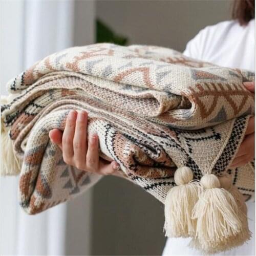 Knitted Blanket Quilt Bohemia Tassel Sofa Throw Blankets 150cm Cotton Travel Blankets Baby Swaddle Wrap Bedding Stroller Blanket
