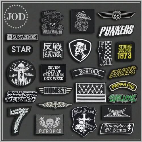 High Quality Military Clothes Patch Cheap Embroidery Iron on Suppliers Patches Ironing Biker Skull Transfer Stickers Alien