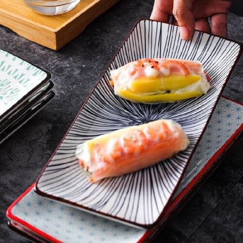 Japanese Ceramic Rectangular Western Steak Salad Plate European Hotel Dessert Sushi Chicken Wing Snack Plate Kitchen Tableware