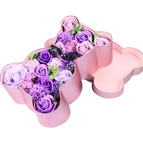 1Pc Rose Teddy Bear Gift Box Wedding Decor Soap Roses Bear Valentines Gift Bear Rose ValentineS Day Birthday Holiday Gift Box