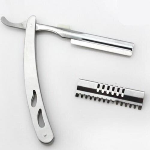 10pcs professional 2 in 1 hair scissors Shavers straight razor thinning shears barber hairdressing scissors Free shipping