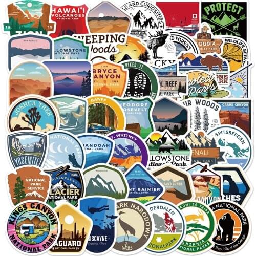 10/30/50PCS National Park Stickers Waterproof Adventure Nature Travel Wilderness Decals for Laptop Water Bottle Car Luggage