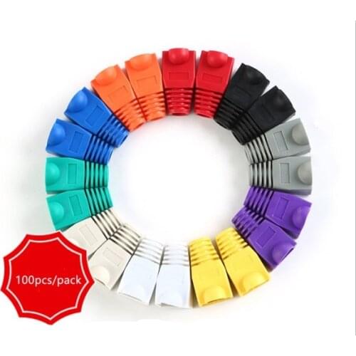100pc RJ-45 Adapter Cap for 0.6mm Ethernet Network Cable Connector Plugs RJ45 Cat5 CAT6 Cover Cap Socket Boots Cap Head