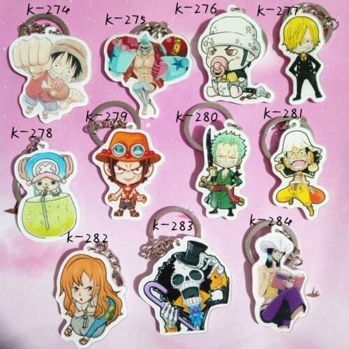 11pcs/set key chain wholesale one piece acrylic Luffy Nami Zoro Sanji Cool Pendant