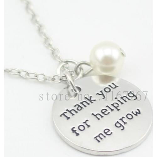 2016 Fashion Inspired Jewelry "thank you for helping me grow" Pendant necklace Personalized Teacher Gift Keychain & necklace