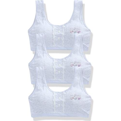 3 Pcs/Lot Combed Cotton Girls Bras Puberty Young Training Tops Tank Girls Sport Kids Students Underwear Bras for 8-18 Years Old