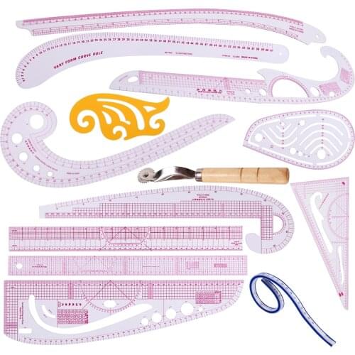 INNE 4/5/6/7/8/9/10/13PCS Set Ruler Sewing Tools Accessories Tailor Measuring Kit Drawing Yardstick Sleeve Arm French Curve
