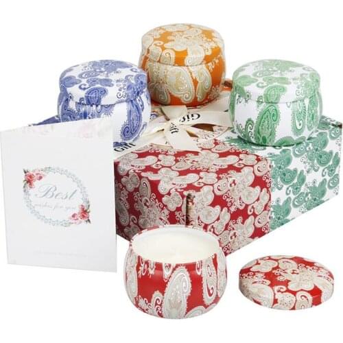 4pcs/set Smokeless Fragrance Handmade Scented Candle Natural Soy Wax Wedding Birthday Beautiful Candlestick Lavender Rose Gift