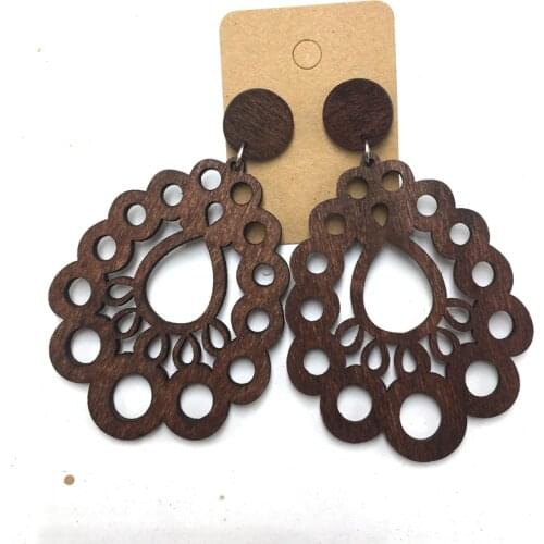 5pairs/lot Laser cut African Wooden Earrings can mixed 3 colors
